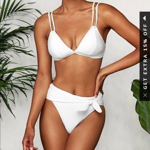 NWT 	
White Double Straps Knotted Bikini high waisted